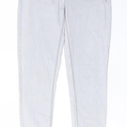 Oasis Womens Grey Cotton Skinny Jeans Size 10 L29 in Regular Zip - Pockets, Belt Loops