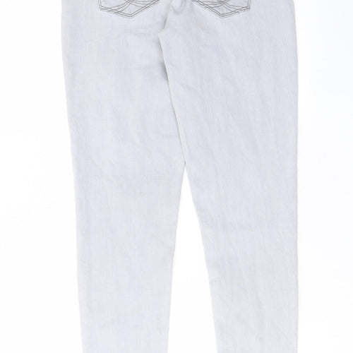 Oasis Womens Grey Cotton Skinny Jeans Size 10 L29 in Regular Zip - Pockets, Belt Loops