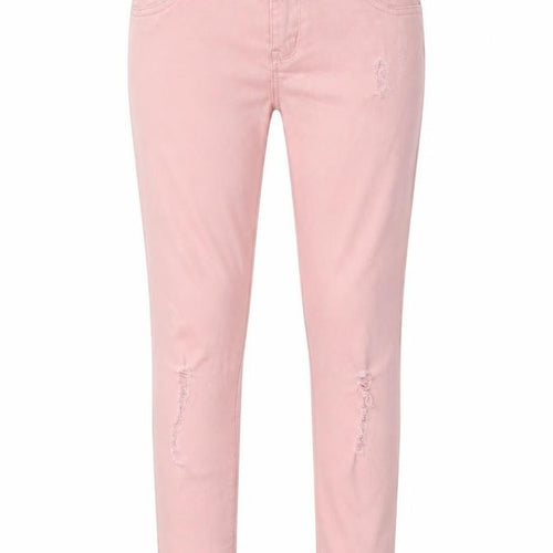 Denim & Co. Girls Pink Cotton Skinny Jeans Size 10-11 Years L24 in Regular Zip - Distressed, Pockets, Belt Loops