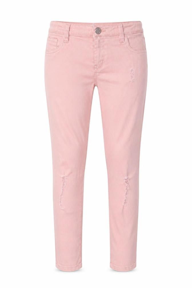 Denim & Co. Girls Pink Cotton Skinny Jeans Size 10-11 Years L24 in Regular Zip - Distressed, Pockets, Belt Loops