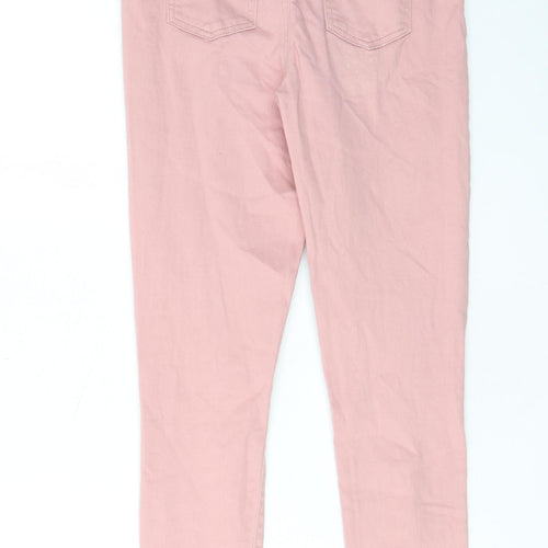 Denim & Co. Girls Pink Cotton Skinny Jeans Size 10-11 Years L24 in Regular Zip - Distressed, Pockets, Belt Loops