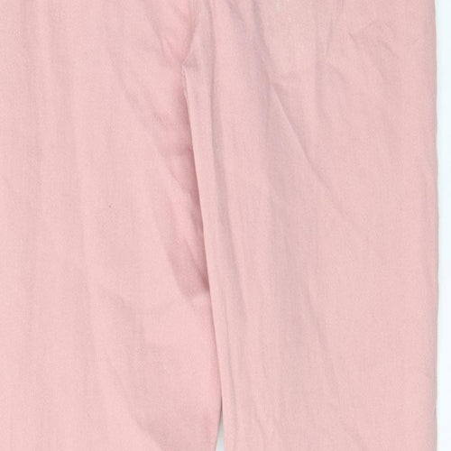 Denim & Co. Girls Pink Cotton Skinny Jeans Size 10-11 Years L24 in Regular Zip - Distressed, Pockets, Belt Loops