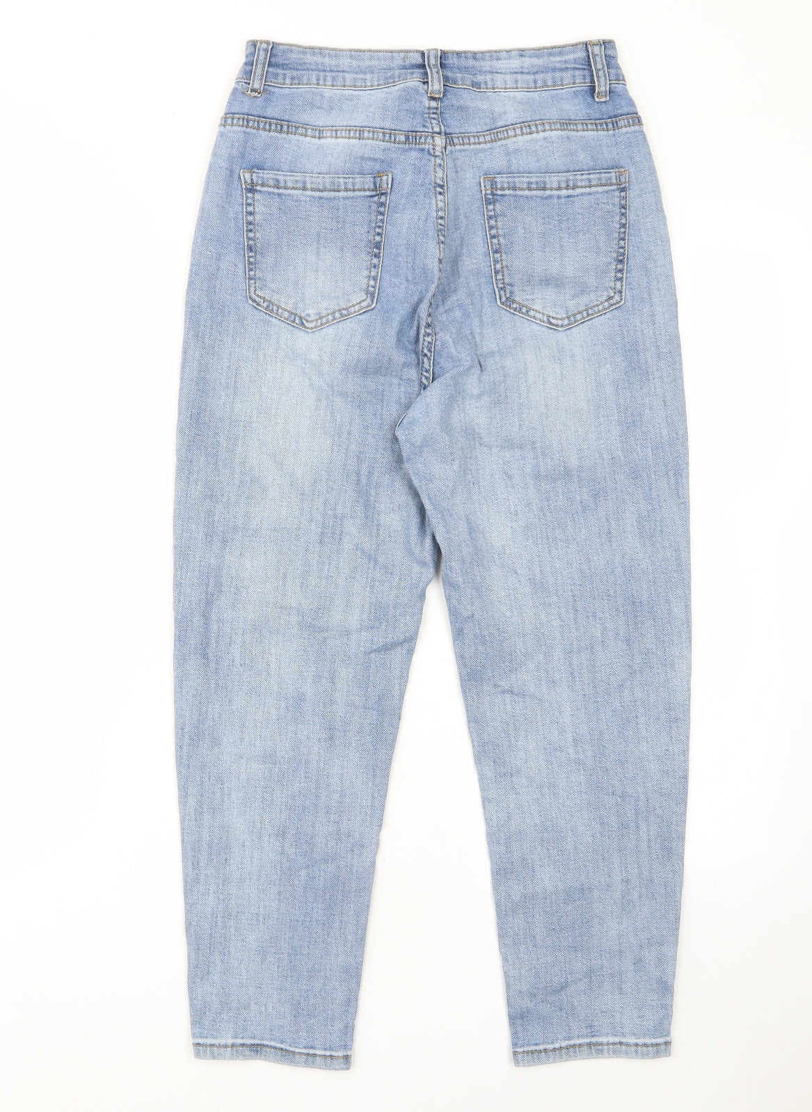 Jeans Womens Blue Cotton Straight Jeans Size 26 in L23 in Regular Zip - Flower, Pockets, Belt Loops, Embroided
