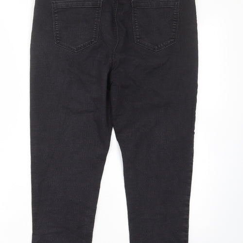 Pep&Co Womens Black Cotton Cropped Jeans Size 12 L21 in Regular - Elastic waist