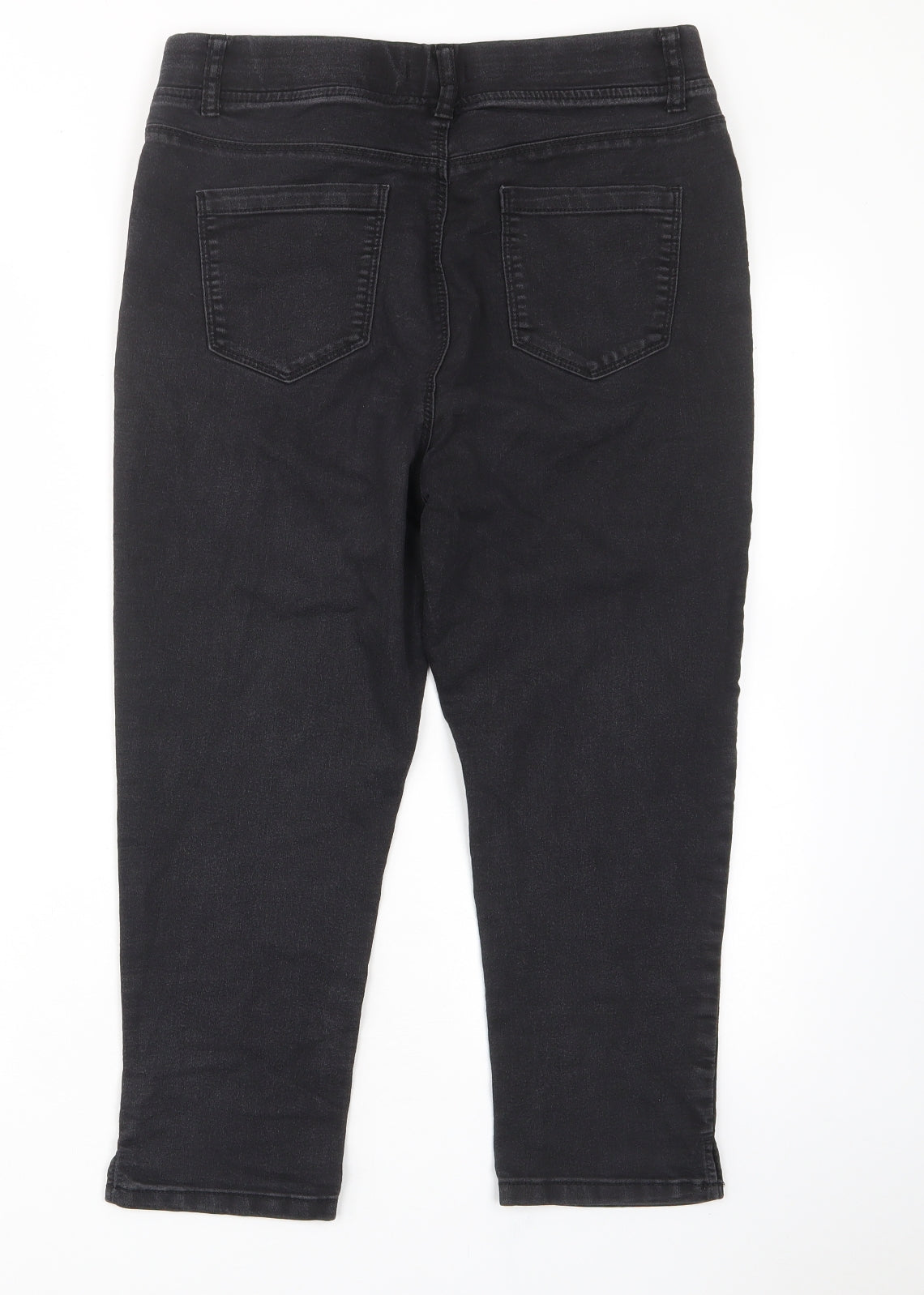 Pep&Co Womens Black Cotton Cropped Jeans Size 12 L21 in Regular - Elastic waist