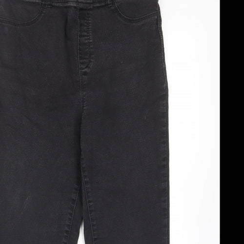 Pep&Co Womens Black Cotton Cropped Jeans Size 12 L21 in Regular - Elastic waist