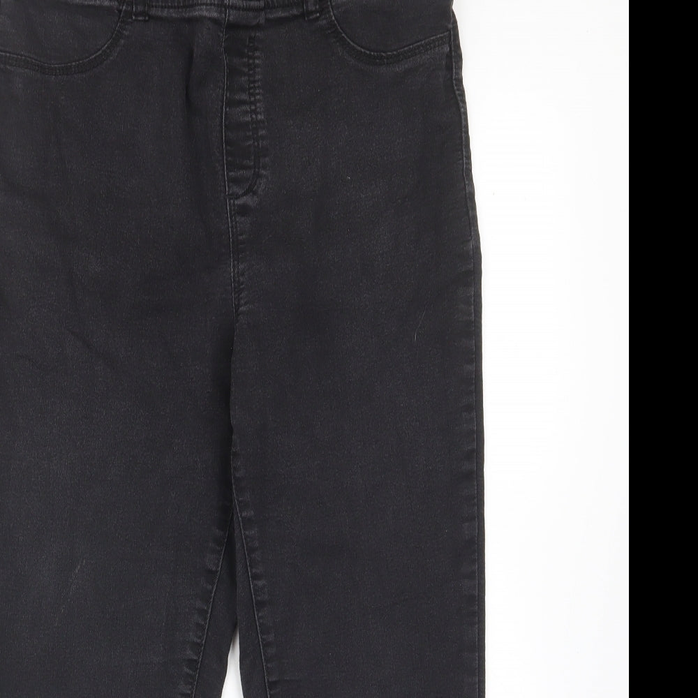 Pep&Co Womens Black Cotton Cropped Jeans Size 12 L21 in Regular - Elastic waist