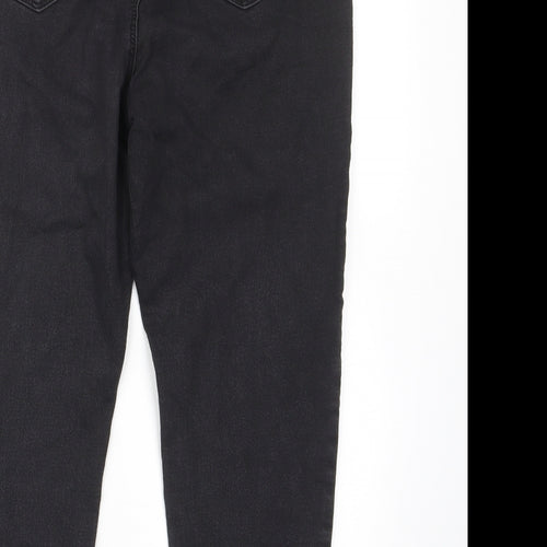 Pep&Co Womens Black Cotton Cropped Jeans Size 12 L21 in Regular - Elastic waist