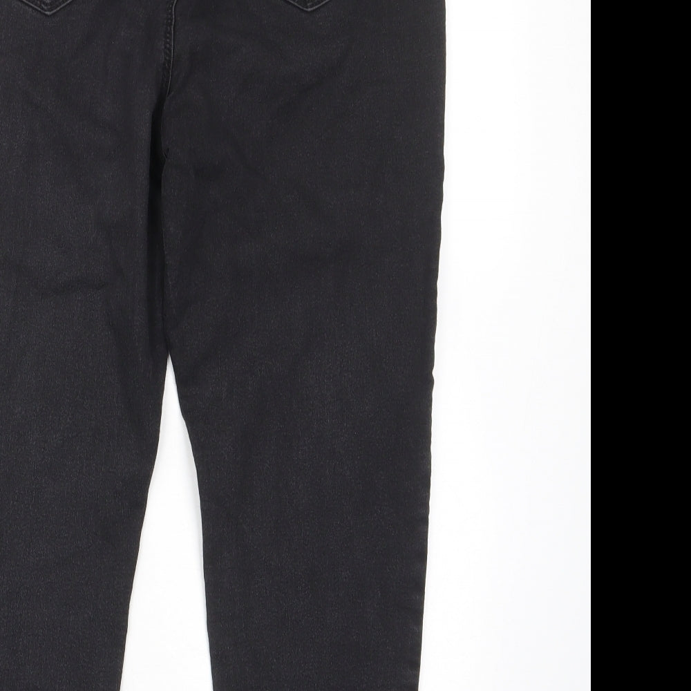 Pep&Co Womens Black Cotton Cropped Jeans Size 12 L21 in Regular - Elastic waist
