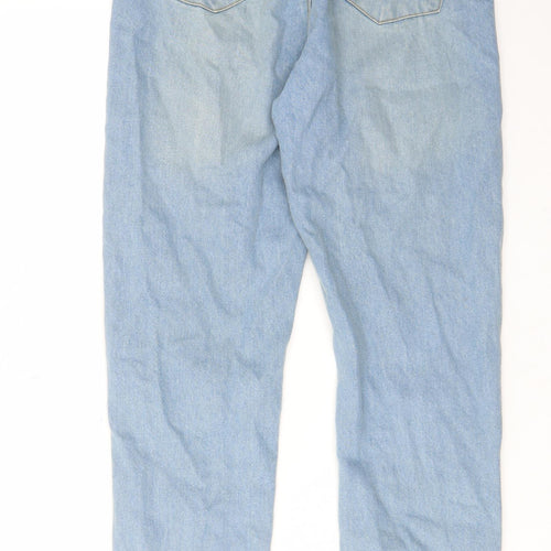 Boohoo Womens Blue Cotton Straight Jeans Size 6 L29 in Regular Zip - Pockets, Belt Loops