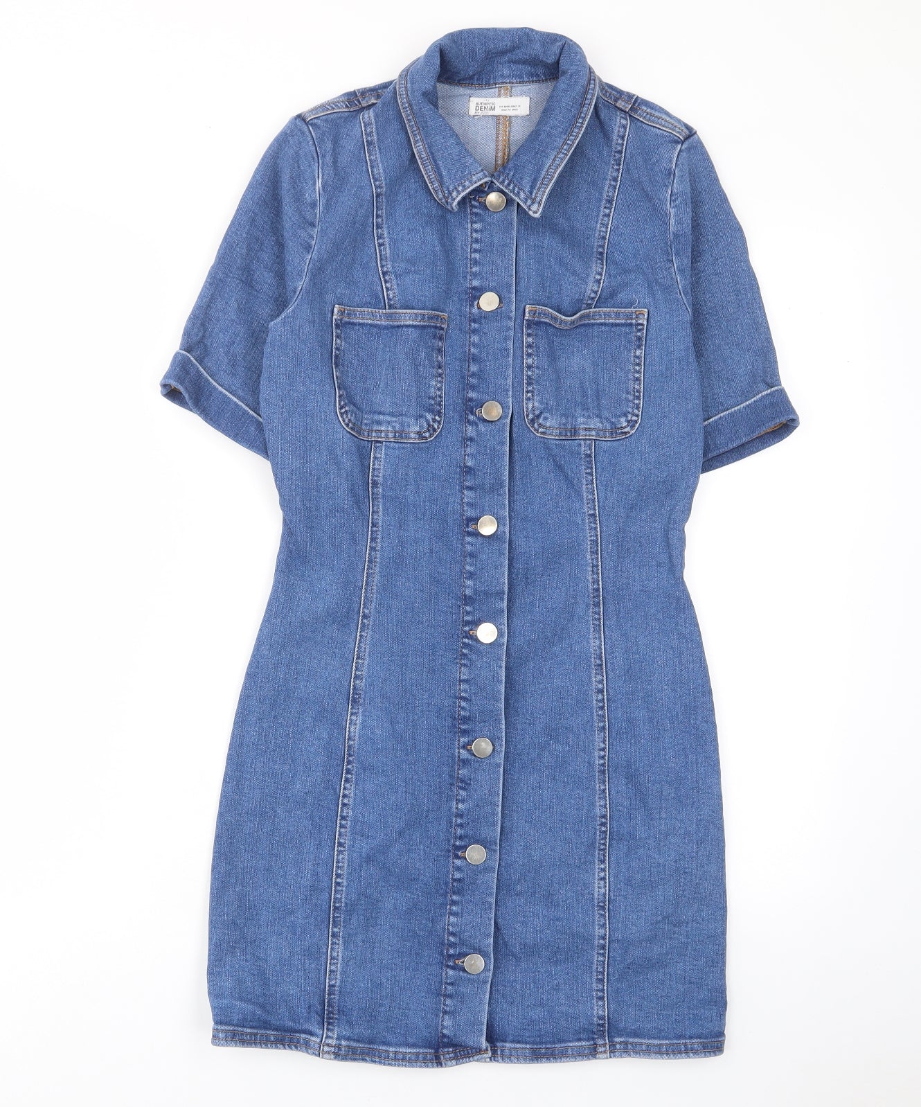 Zara Womens Brown Cotton A-Line Size S Collared Button - Pocket