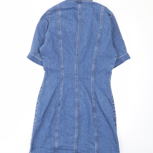 Zara Womens Brown Cotton A-Line Size S Collared Button - Pocket