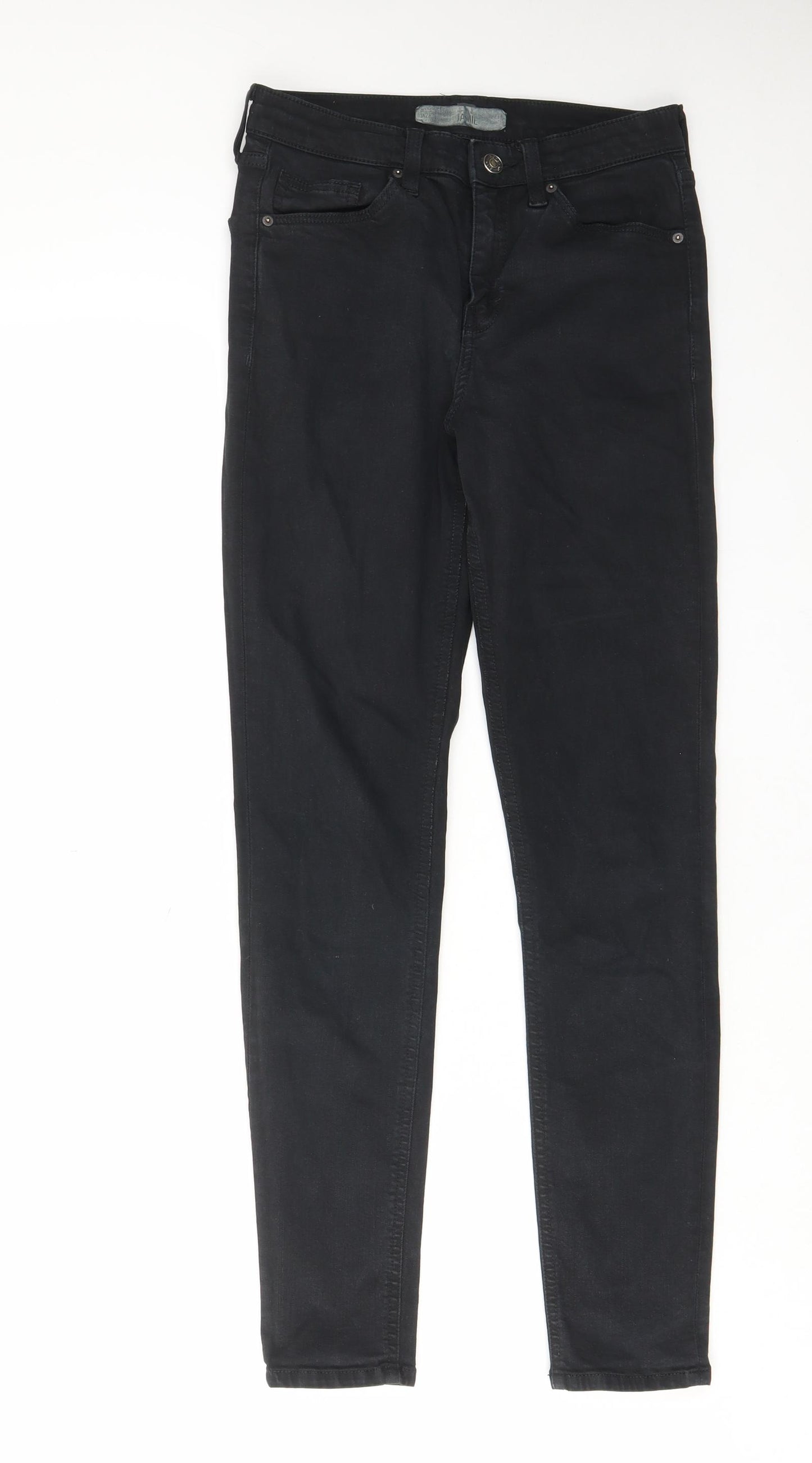 Topshop Womens Black Cotton Skinny Jeans Size 28 in L34 in Regular Zip - Pockets, Belt Loops