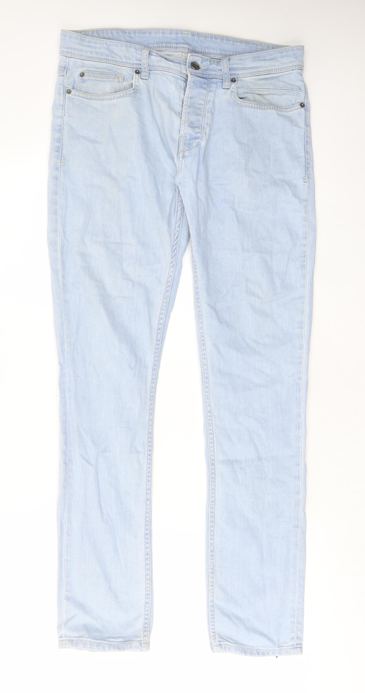 Hype Mens Blue Cotton Straight Jeans Size 32 in L32 in Regular Button - Pockets, Belt Loops