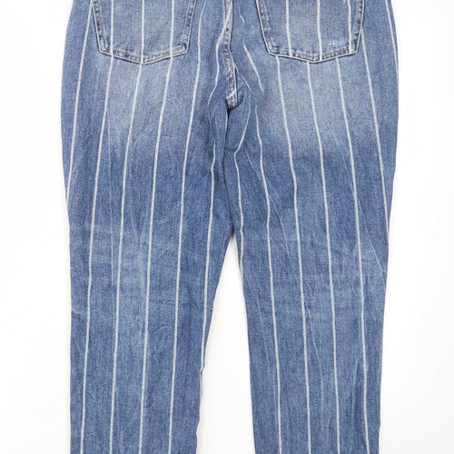 FB Sister Womens Blue Striped Cotton Mom Jeans Size 28 in L26 in Regular Zip - Pockets, Belt Loops