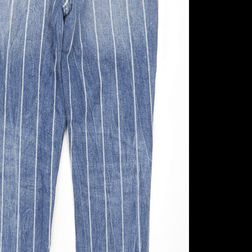 FB Sister Womens Blue Striped Cotton Mom Jeans Size 28 in L26 in Regular Zip - Pockets, Belt Loops