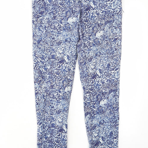 H&M Womens Blue Fair Isle Cotton Skinny Jeans Size 8 L29 in Regular Zip - Pockets, Belt Loops