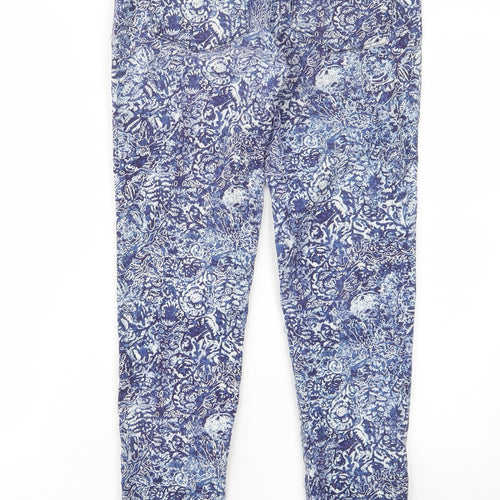 H&M Womens Blue Fair Isle Cotton Skinny Jeans Size 8 L29 in Regular Zip - Pockets, Belt Loops