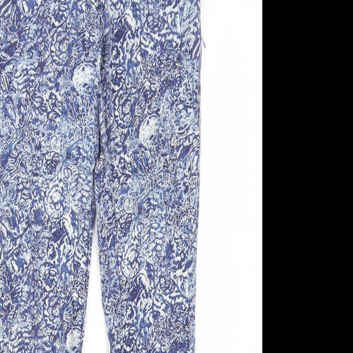 H&M Womens Blue Fair Isle Cotton Skinny Jeans Size 8 L29 in Regular Zip - Pockets, Belt Loops