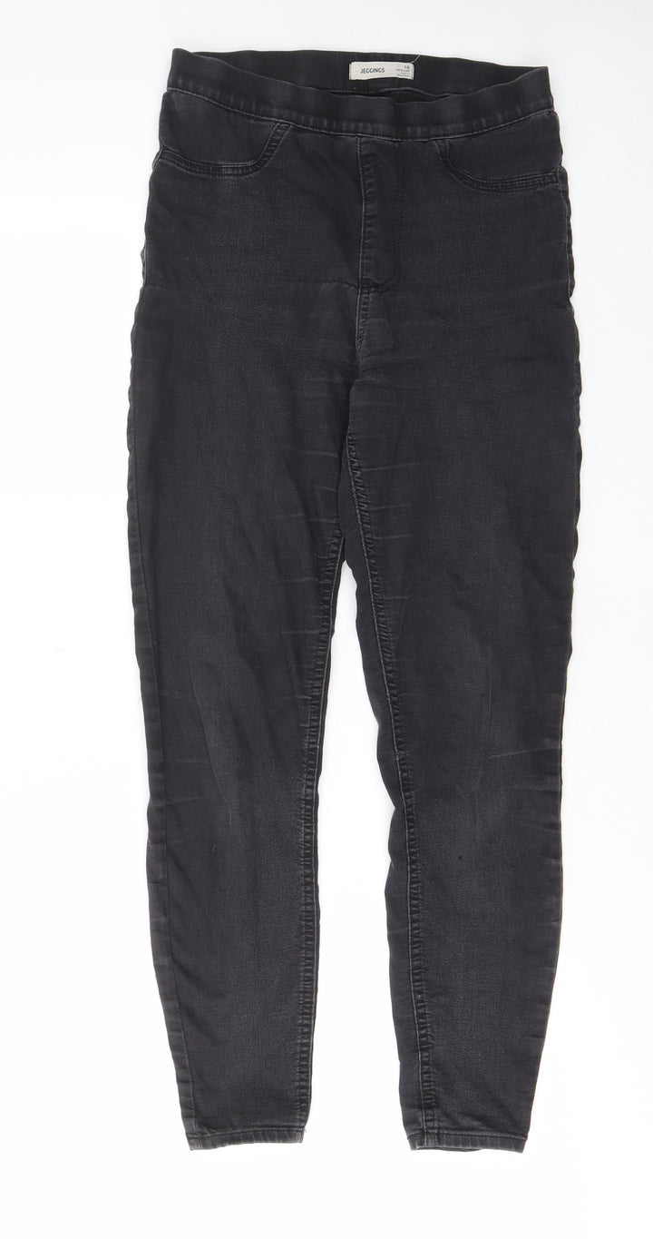 Marks and Spencer Womens Grey Cotton Skinny Jeans Size 10 L28 in Regular - Elastic waist