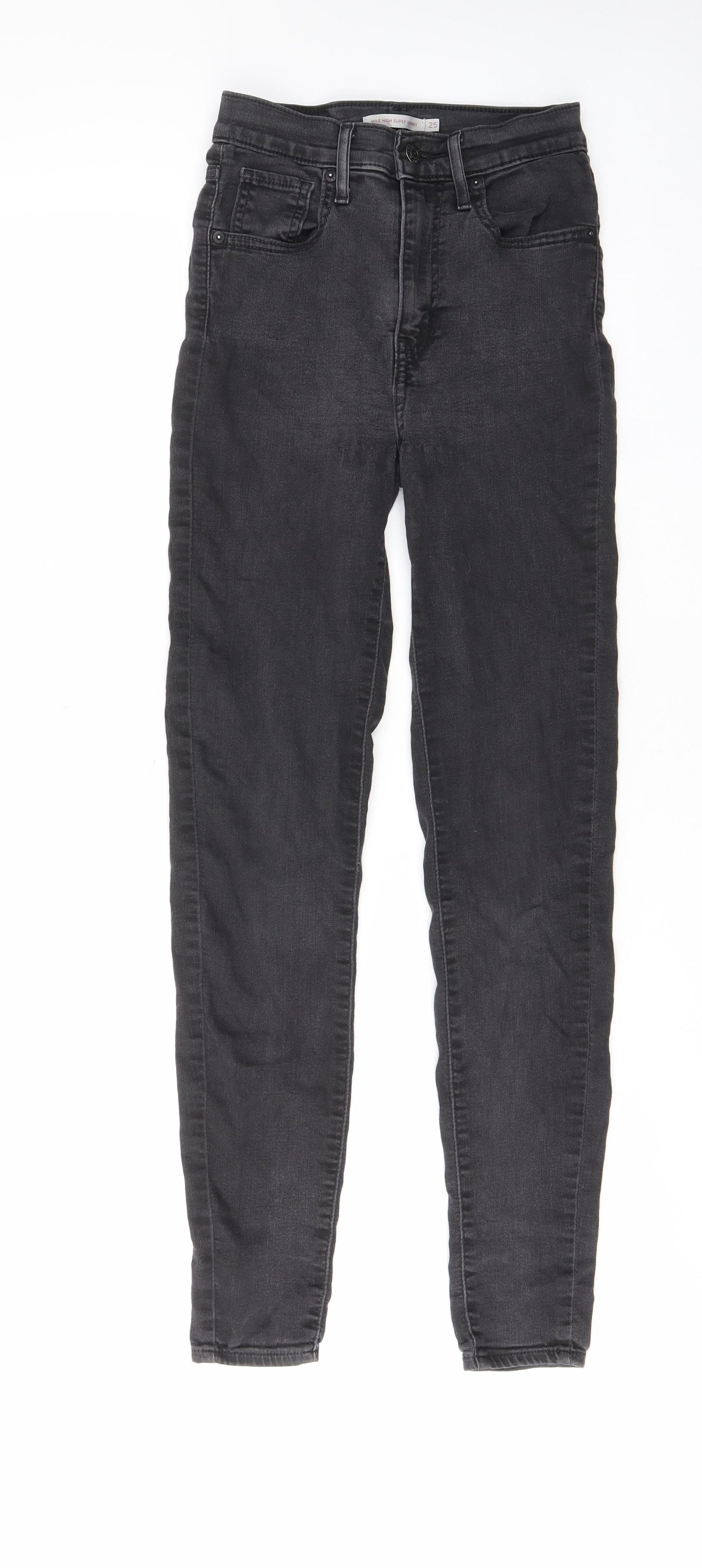 Levi's Womens Grey Cotton Skinny Jeans Size 25 in L29 in Regular Zip - Pockets, Belt Loops, Logo