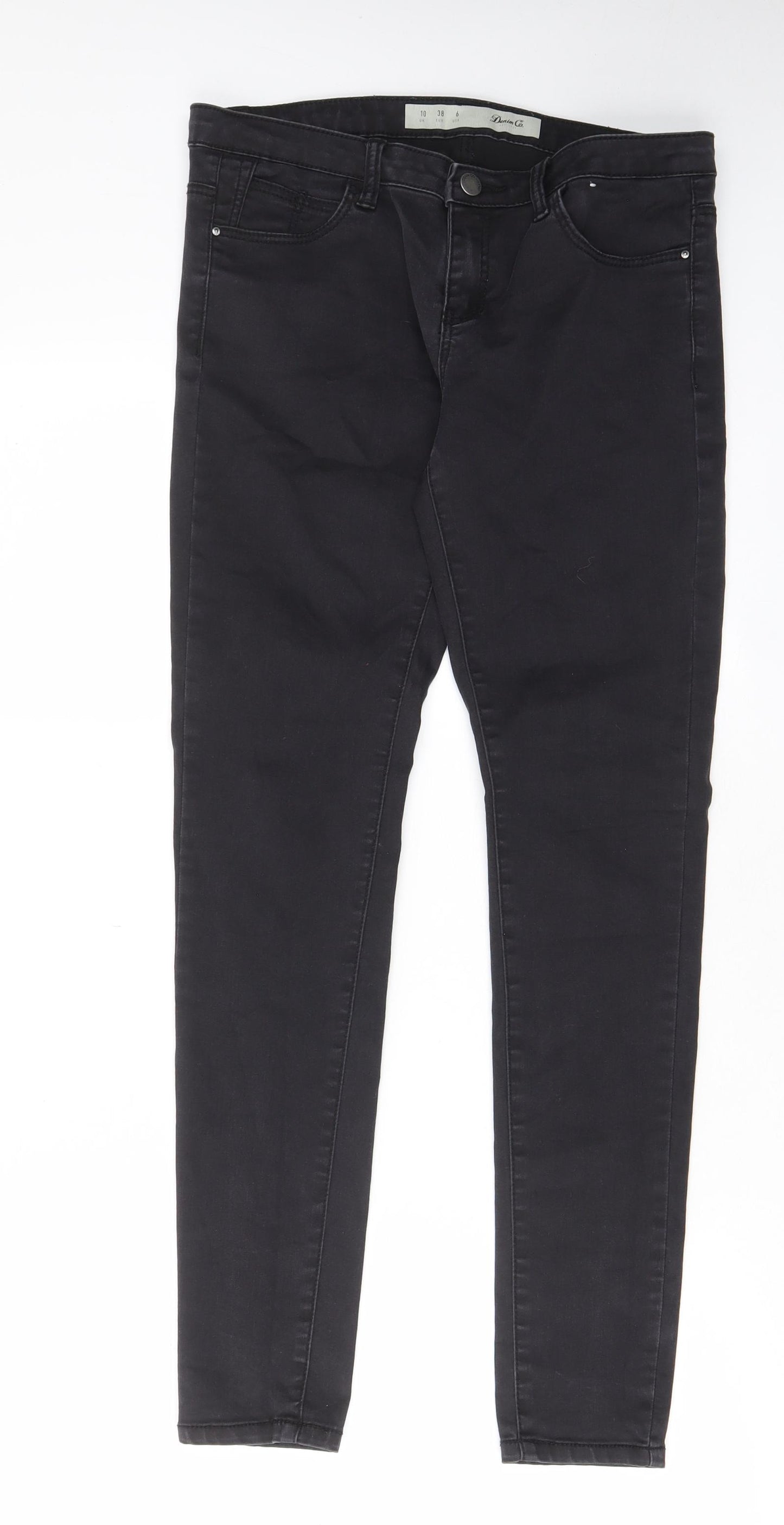 Denim & Co. Womens Black Cotton Skinny Jeans Size 10 L28 in Regular Zip - Pockets, Belt Loops