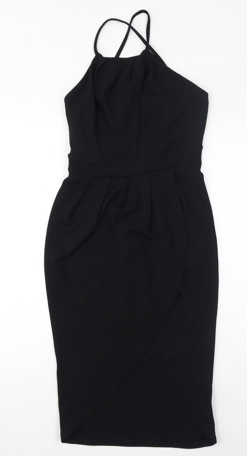Boohoo Womens Black Polyester Bodycon Size 8 Square Neck Pullover