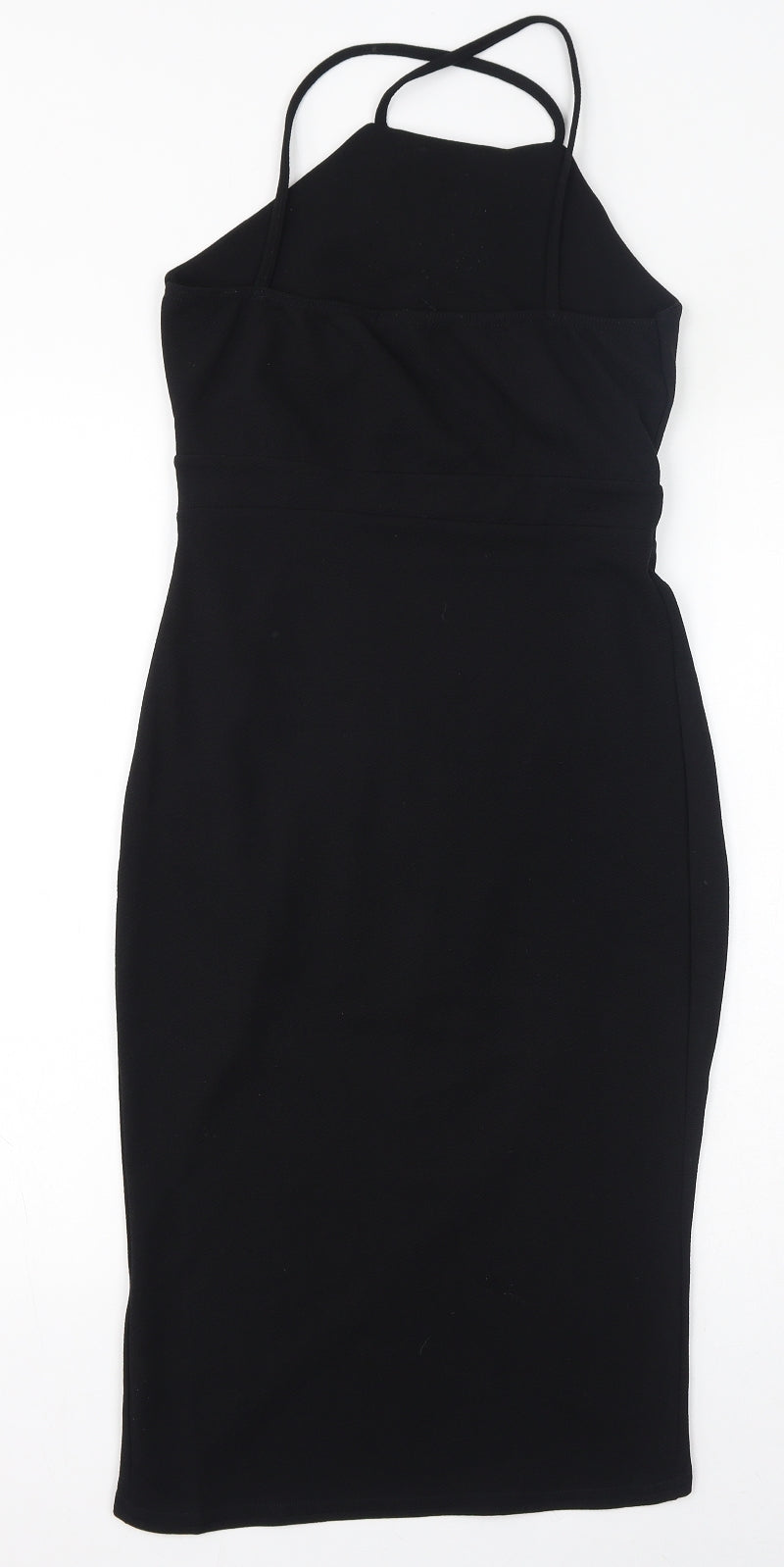 Boohoo Womens Black Polyester Bodycon Size 8 Square Neck Pullover