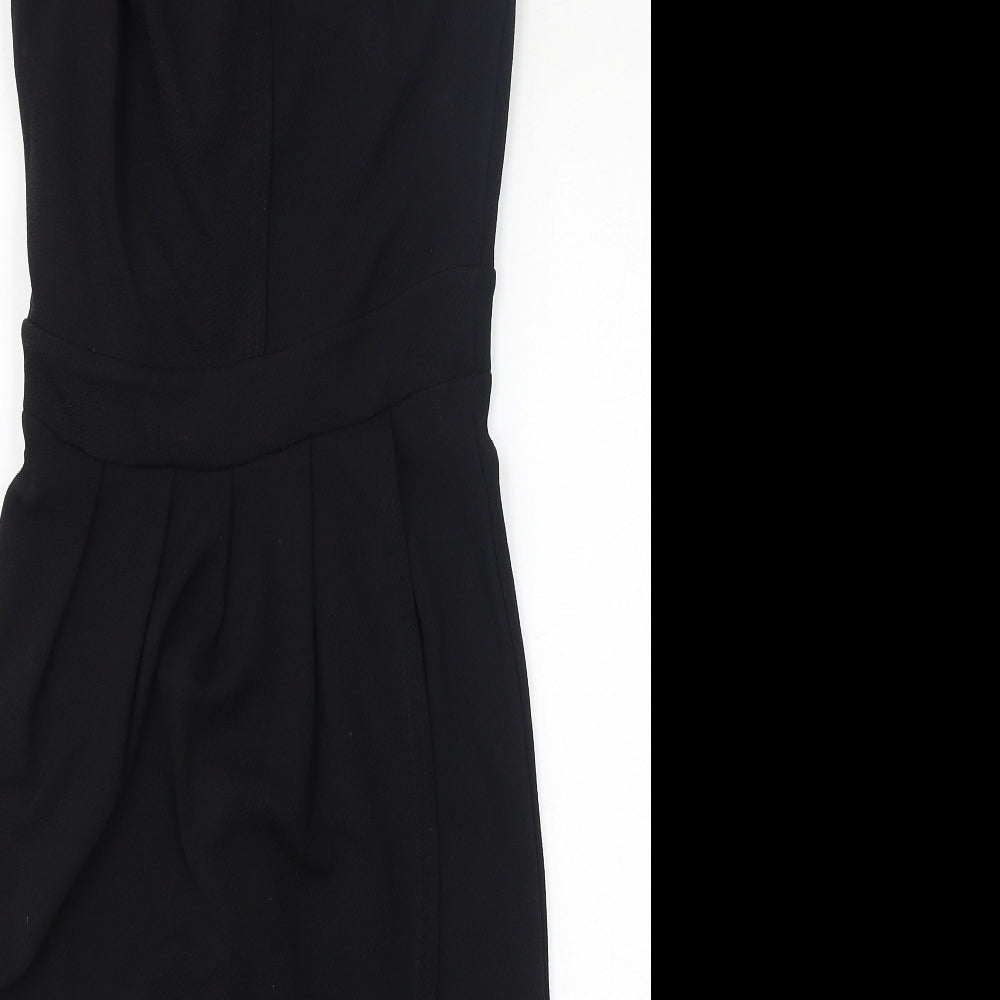 Boohoo Womens Black Polyester Bodycon Size 8 Square Neck Pullover