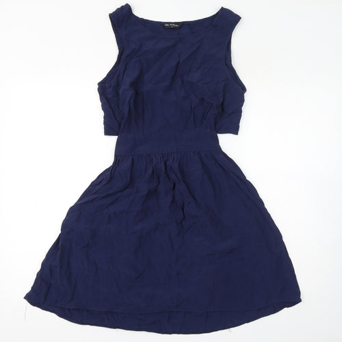 Miss Selfridge Womens Blue Polyester A-Line Size 12 Round Neck Pullover
