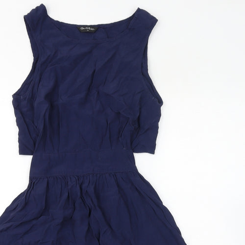Miss Selfridge Womens Blue Polyester A-Line Size 12 Round Neck Pullover