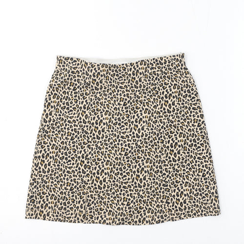 Topshop Womens Brown Animal Print Viscose Mini Skirt Size 6