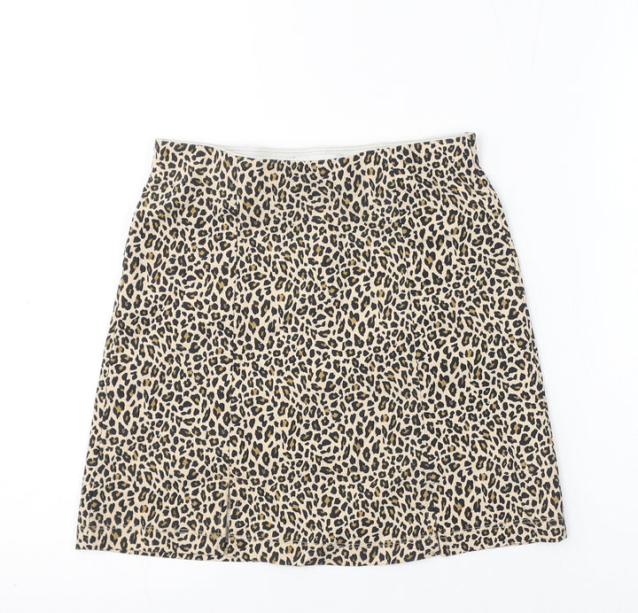 Topshop Womens Brown Animal Print Viscose Mini Skirt Size 6