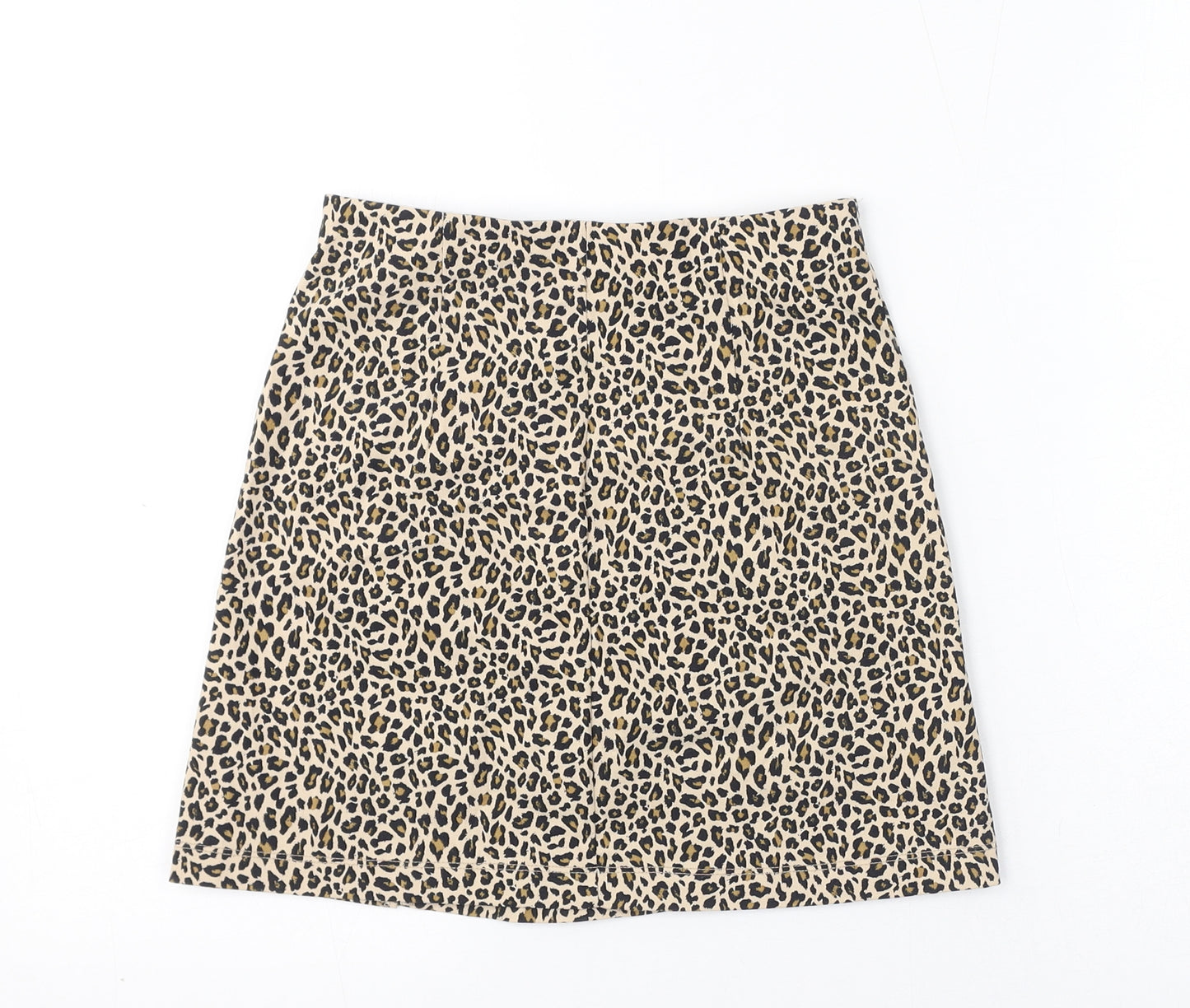 Topshop Womens Brown Animal Print Viscose Mini Skirt Size 6