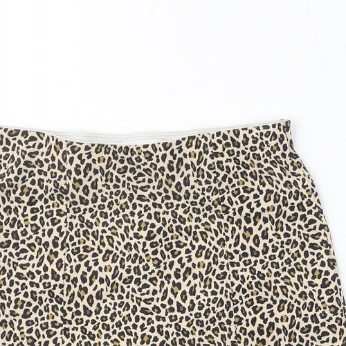 Topshop Womens Brown Animal Print Viscose Mini Skirt Size 6