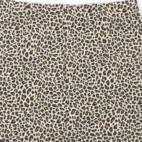 Topshop Womens Brown Animal Print Viscose Mini Skirt Size 6