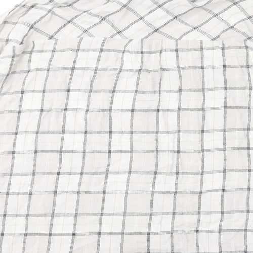 Stradivarius Womens Ivory Check Polyester Basic Button-Up Size S Collared