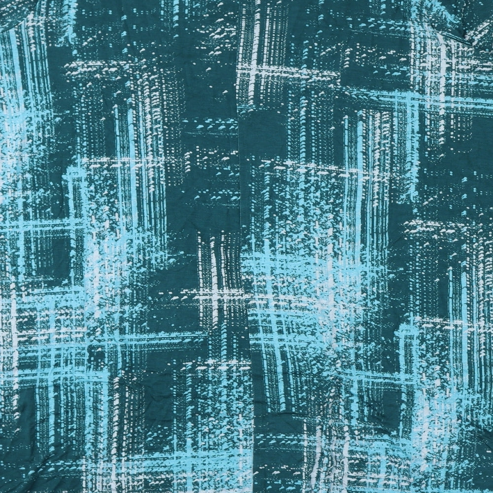 Logo Womens Blue Geometric Viscose Jersey T-Shirt Size 3XL Round Neck - Lace