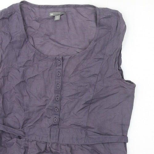 Gap Womens Grey Linen Basic Blouse Size 12 Round Neck