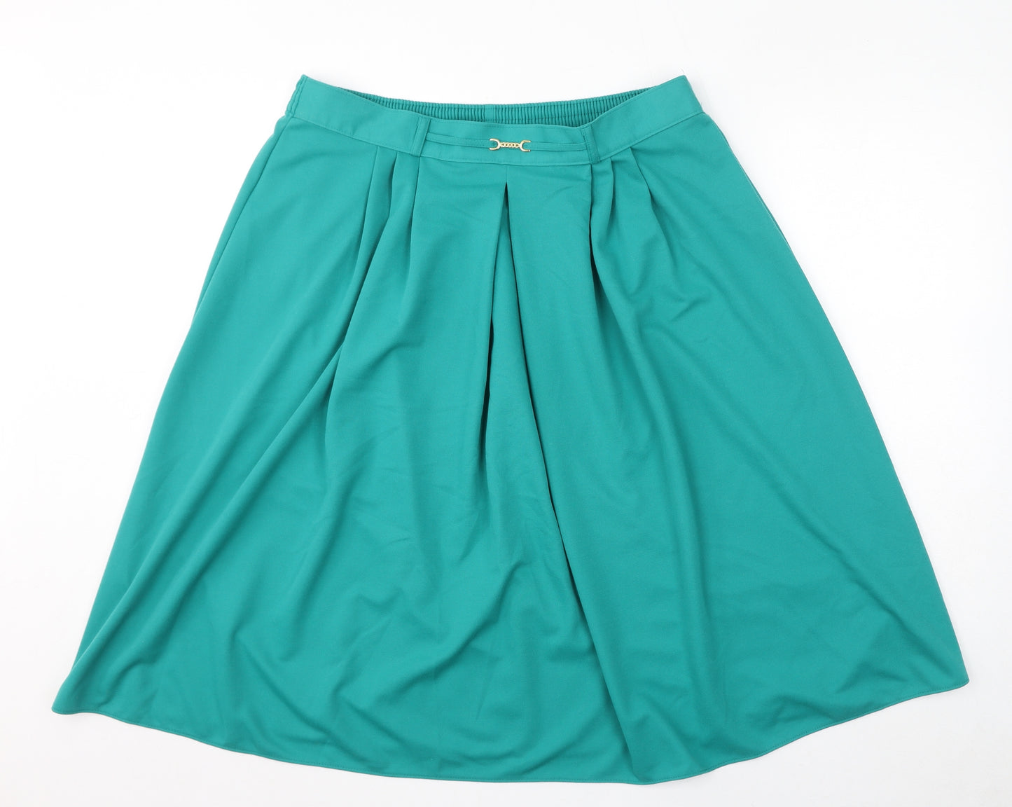 St Michael Womens Green Polyester A-Line Skirt Size 20 - Gold Buckle
