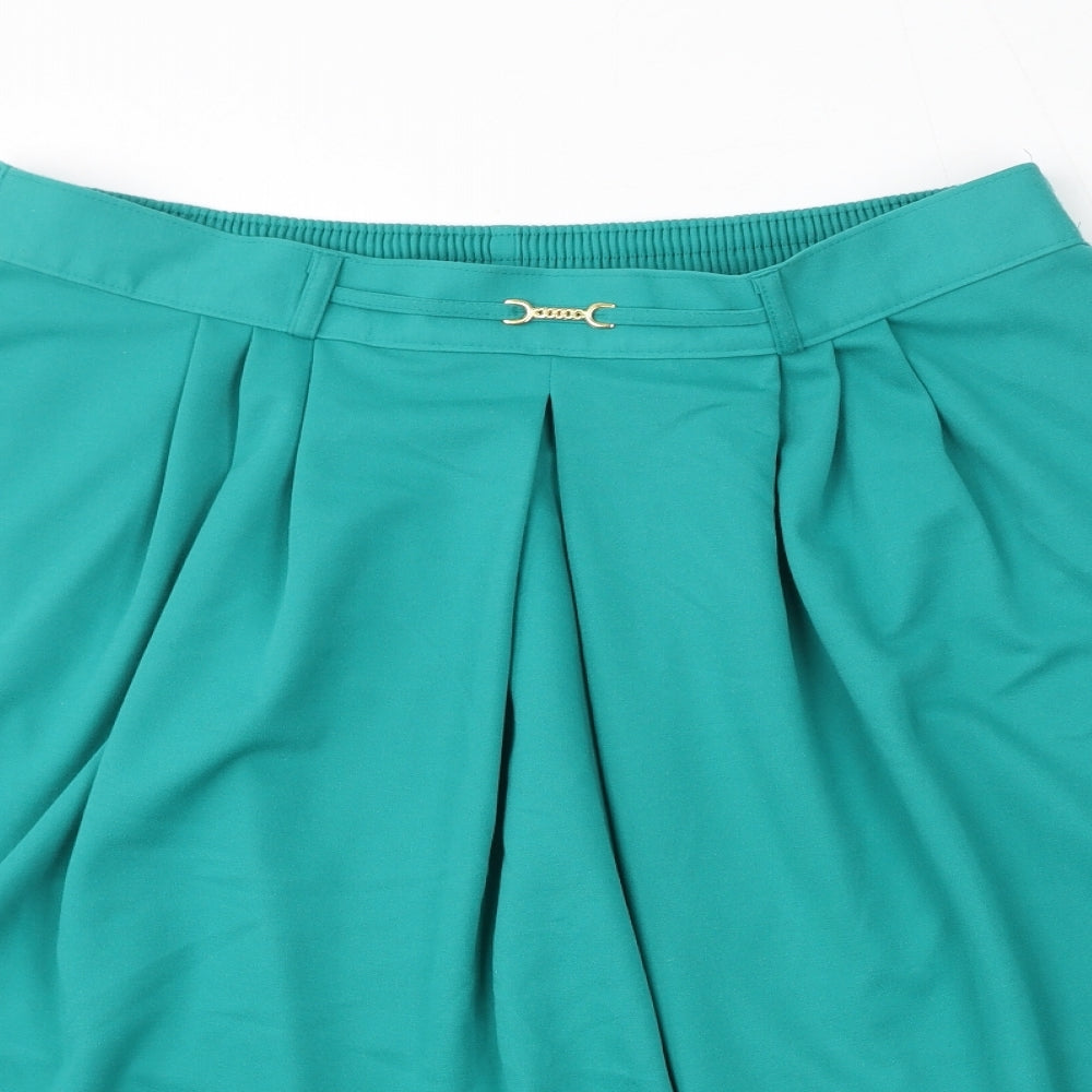 St Michael Womens Green Polyester A-Line Skirt Size 20 - Gold Buckle