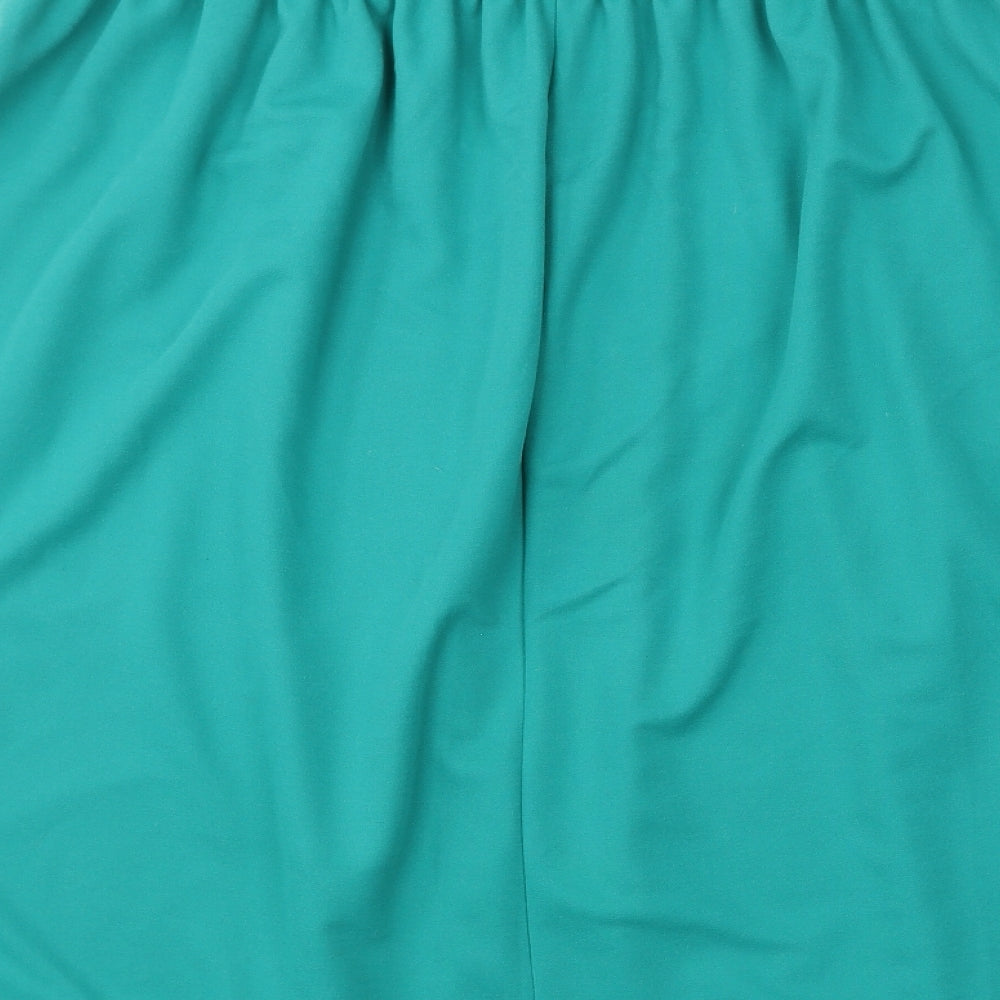 St Michael Womens Green Polyester A-Line Skirt Size 20 - Gold Buckle