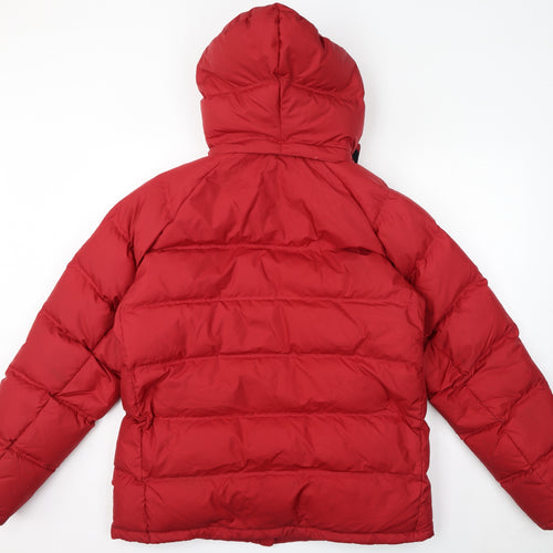 Timberland Mens Red Puffer Jacket Coat Size XL Zip - Hood