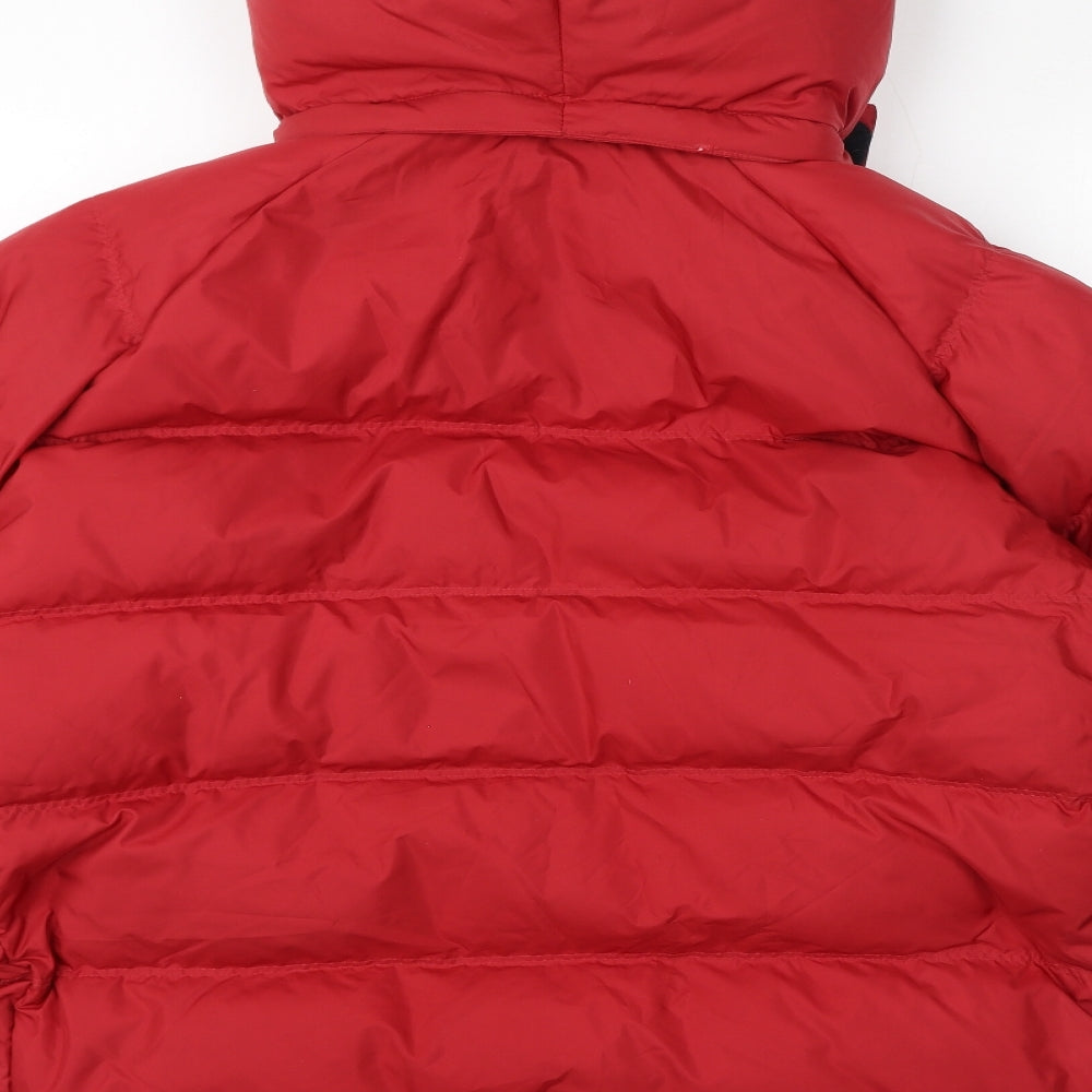 Timberland Mens Red Puffer Jacket Coat Size XL Zip - Hood