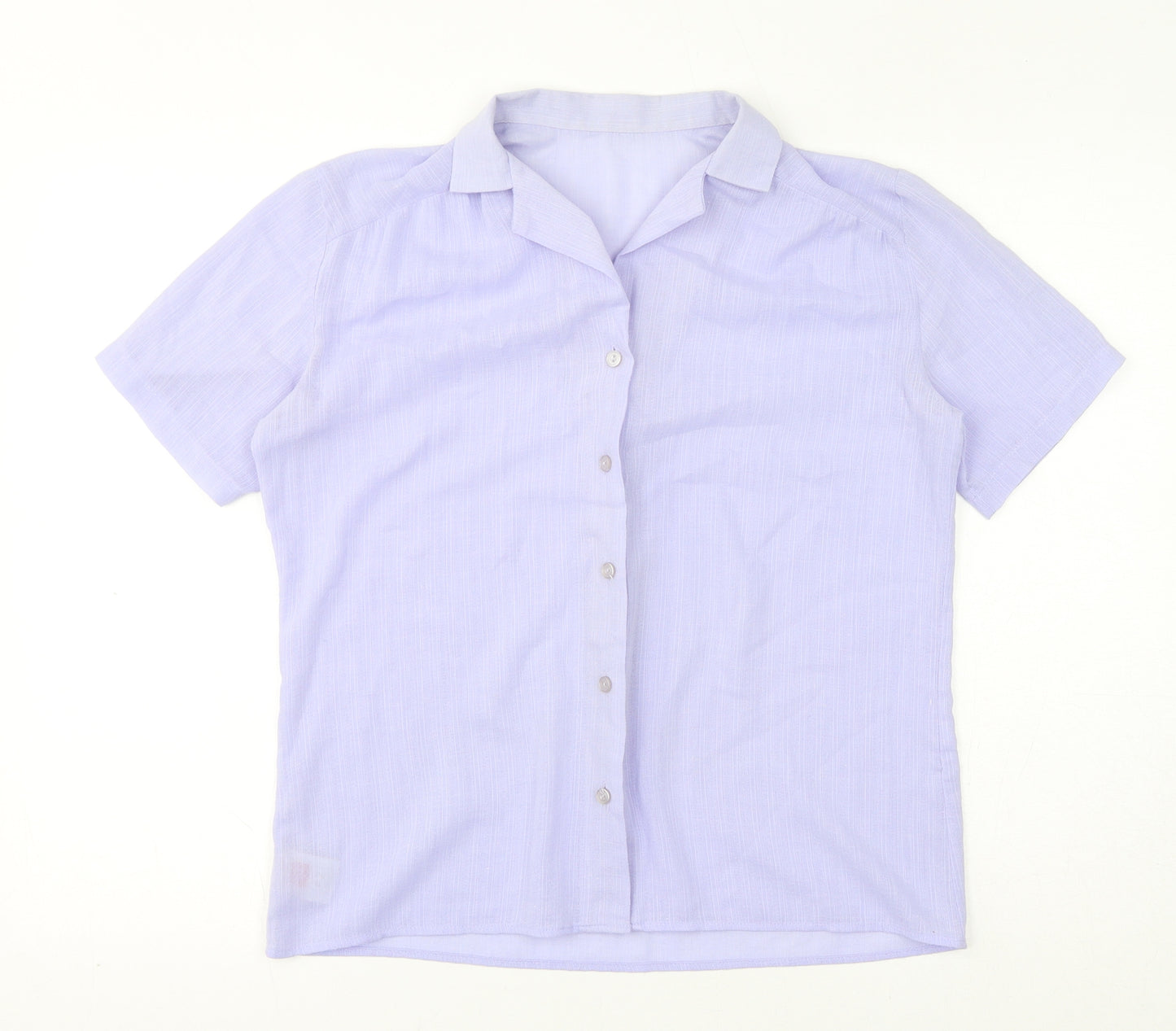 St Michael Womens Purple Polyester Basic Button-Up Size 14 Collared