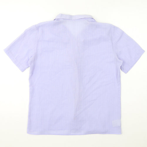 St Michael Womens Purple Polyester Basic Button-Up Size 14 Collared