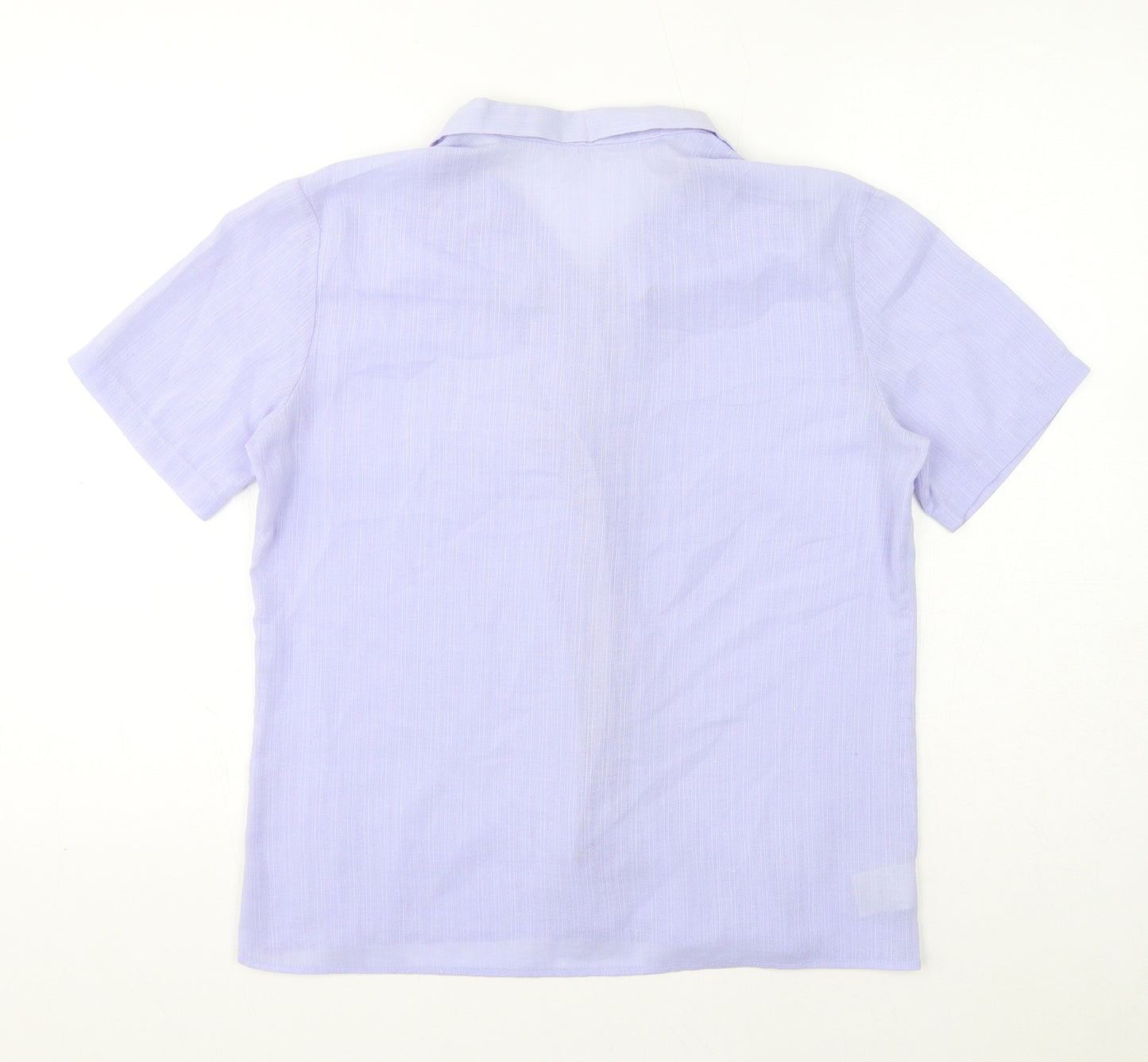 St Michael Womens Purple Polyester Basic Button-Up Size 14 Collared