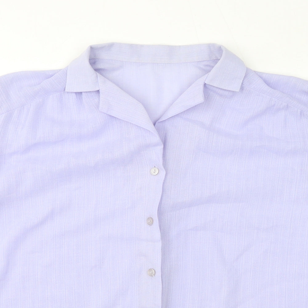 St Michael Womens Purple Polyester Basic Button-Up Size 14 Collared