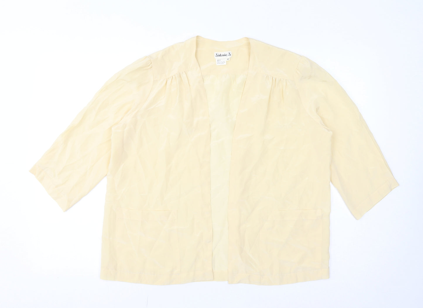 Sidonie. S Womens Yellow V-Neck Silk Cape Jumper Size 14