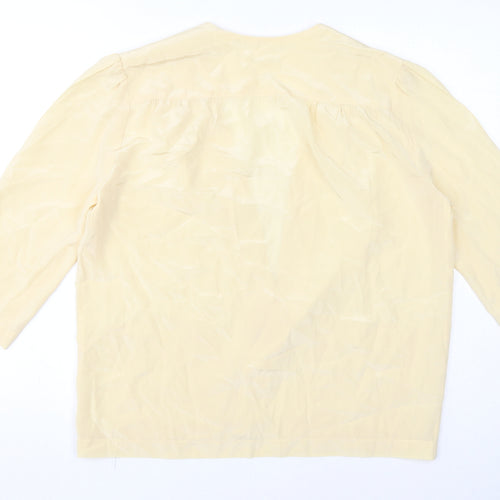 Sidonie. S Womens Yellow V-Neck Silk Cape Jumper Size 14